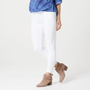 7 for All Mankind White Frayed Hem Skinny Jeans
